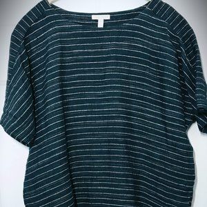 Eileen Fisher Silver and Navy Striped Dress